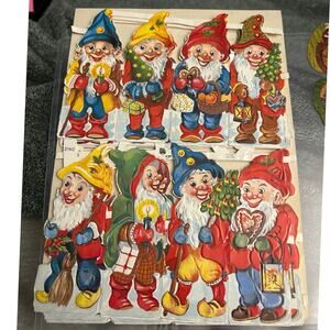 Vintage EAS Germany Die Cut Paper Scraps Christmas Elves Gnomes EAS 3140